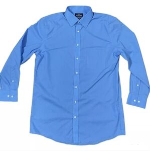 Stafford Men's Travel Easy Care Broadcloth Regular Fit Blooming Blue Dress Shirt